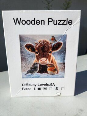 Wooden Puzzle Wood Jigsaw Puzzle Cow Birds laser cut wood pieces